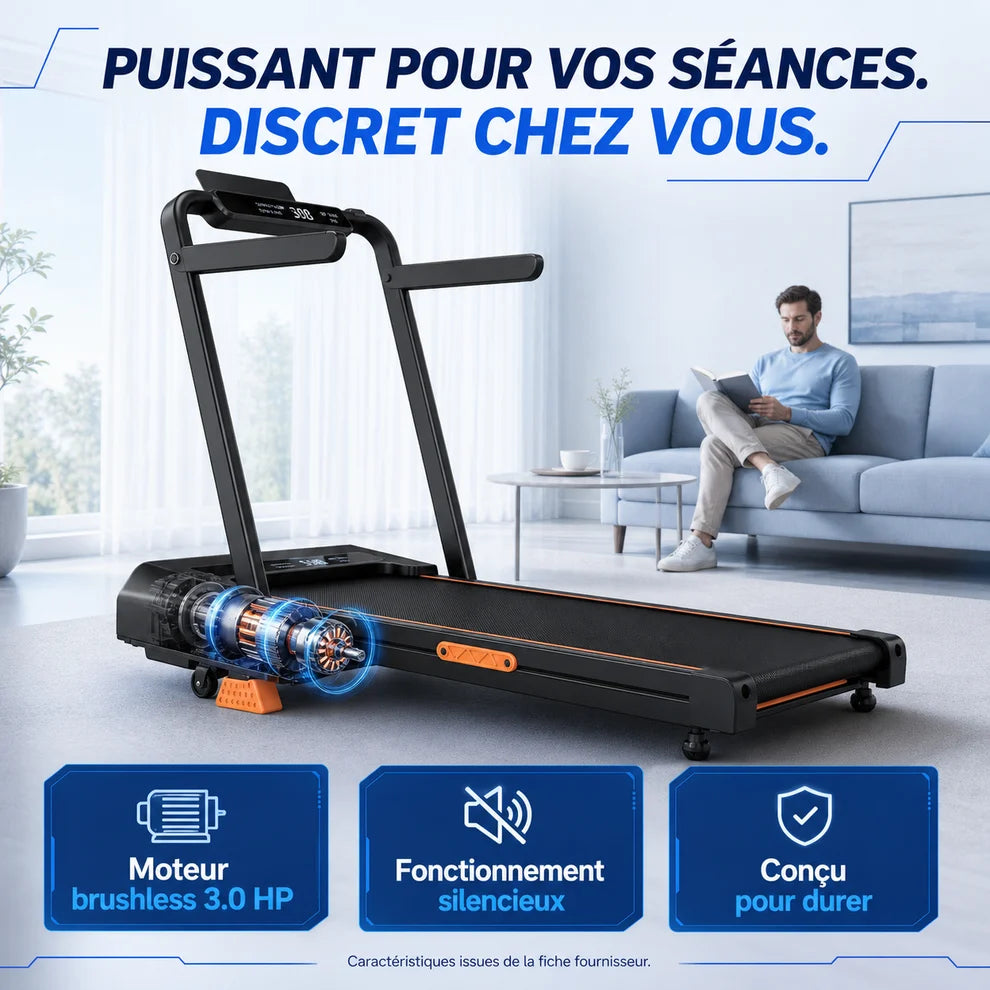 BlueStride™ X5 — Tapis de course pliable 4-en-1