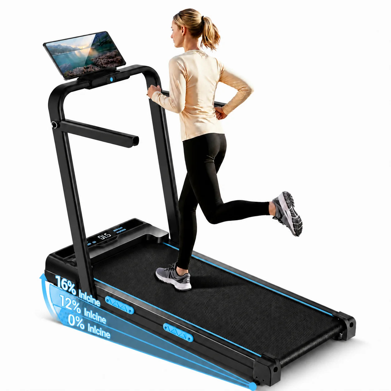 BlueStride™ X5 — Tapis de course pliable 4-en-1